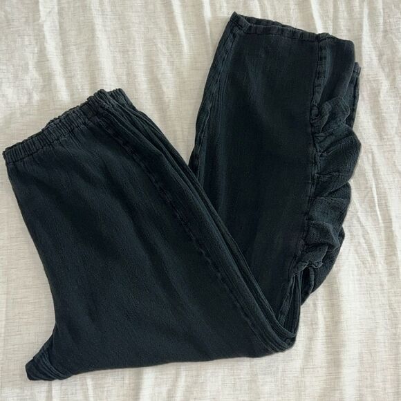 Oh My Gauze Guchi Pants Crop Womens sz 2 L/XL Black Pocket Boho Beach Coastal - Picture 8 of 10